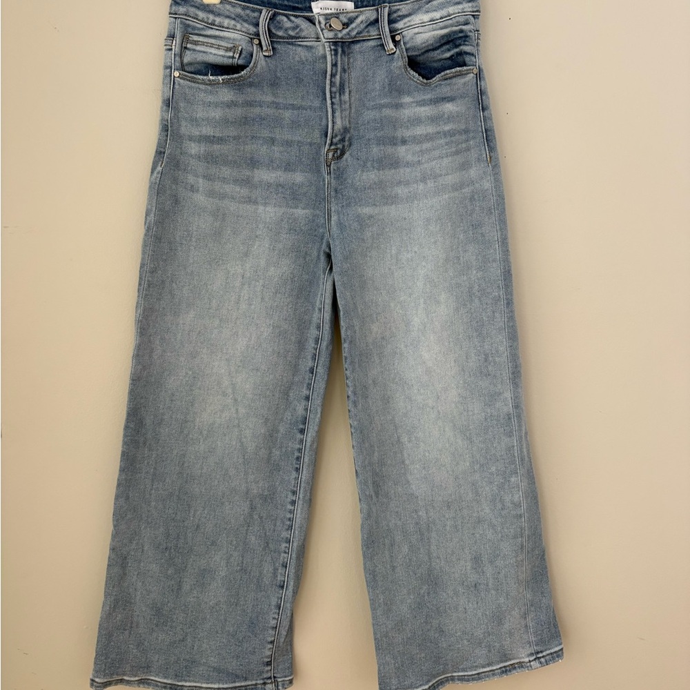 Risen Light Blue Wide Leg Jeans